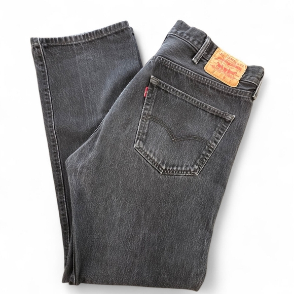 Levi’s 501 Button Fly Black Jeans 38x32 Made in Mexico | Vintage Straight Fit - Picture 1 of 12